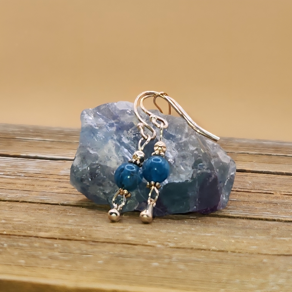 Apatite and Sterling Silver Beaded Drop Earrings